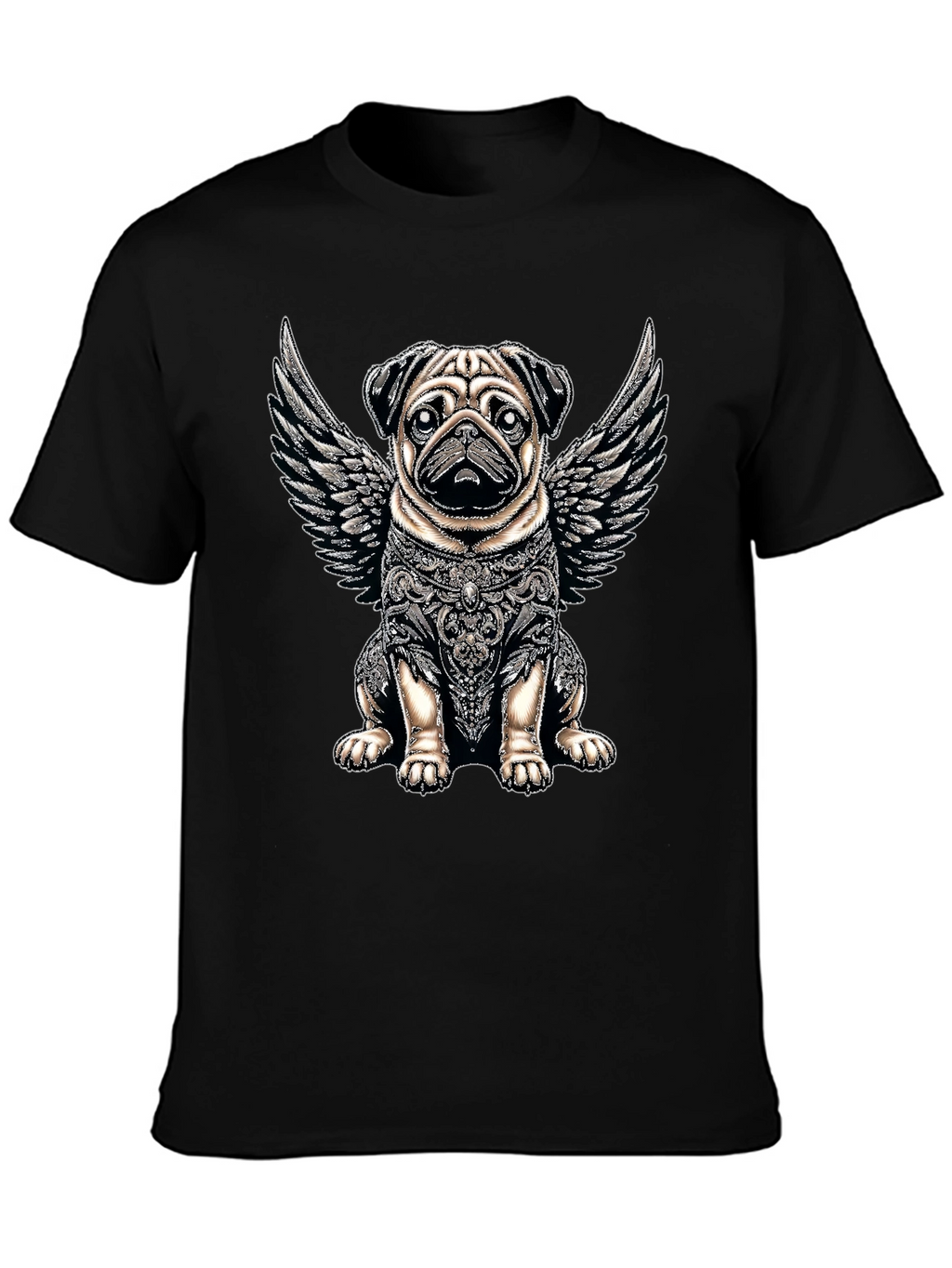 Angel Warrior Pug T-Shirt – Artistic Dog Lover Graphic Tee