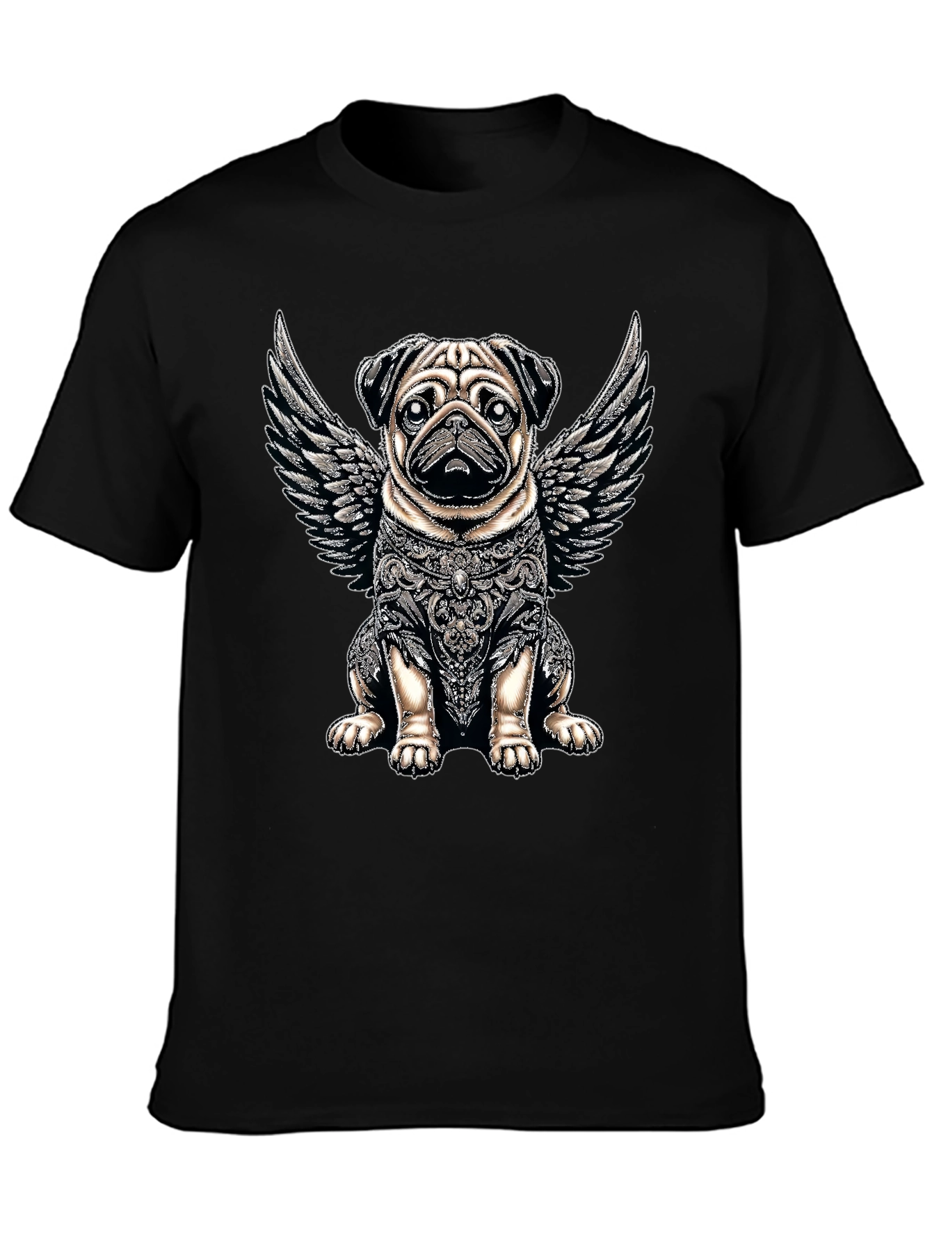 Angel Warrior Pug T-Shirt – Artistic Dog Lover Graphic Tee