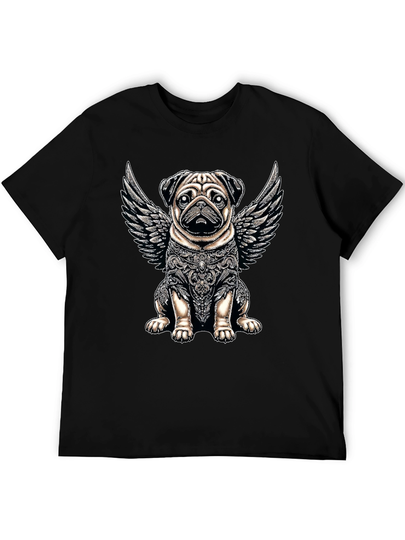Angel Warrior Pug T-Shirt – Artistic Dog Lover Graphic Tee