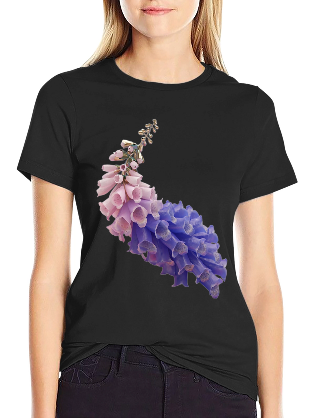 Floral Print T-Shirt - Stylish Black Tee