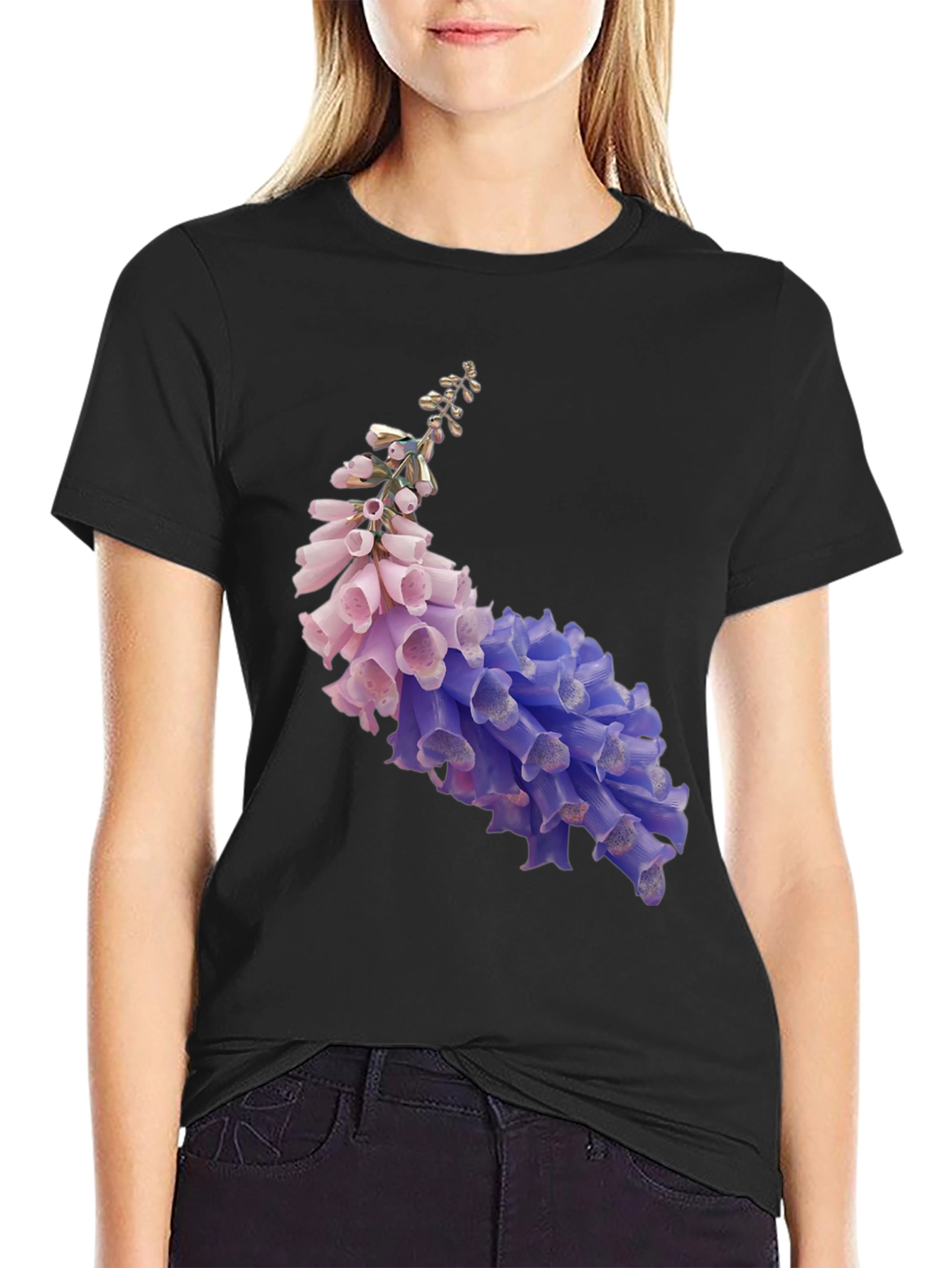 Floral Print T-Shirt - Stylish Black Tee