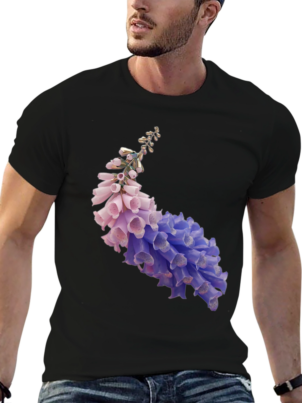 Floral Print T-Shirt - Stylish Black Tee
