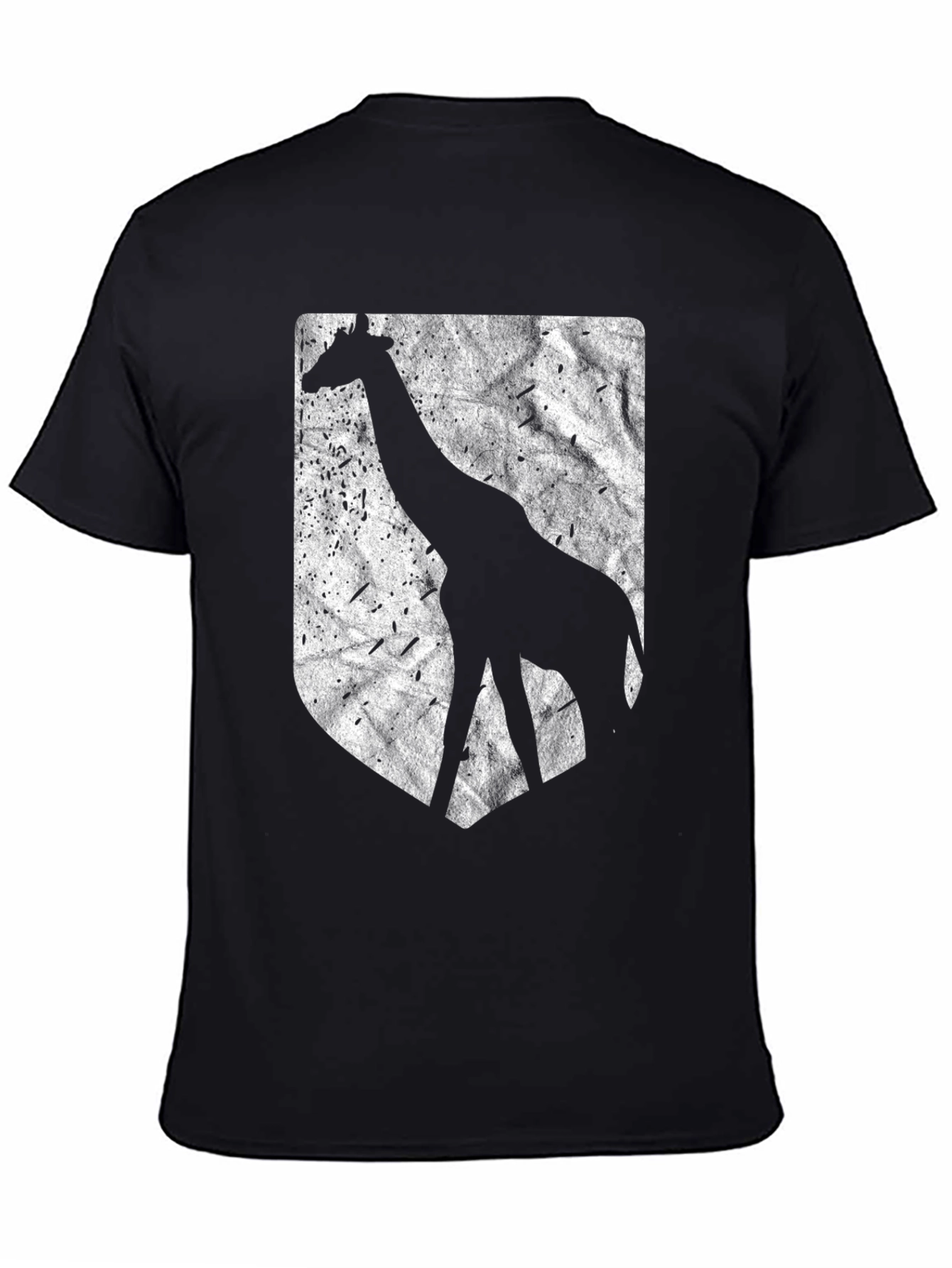Giraffe Silhouette Graphic Tee - Black Cotton Blend