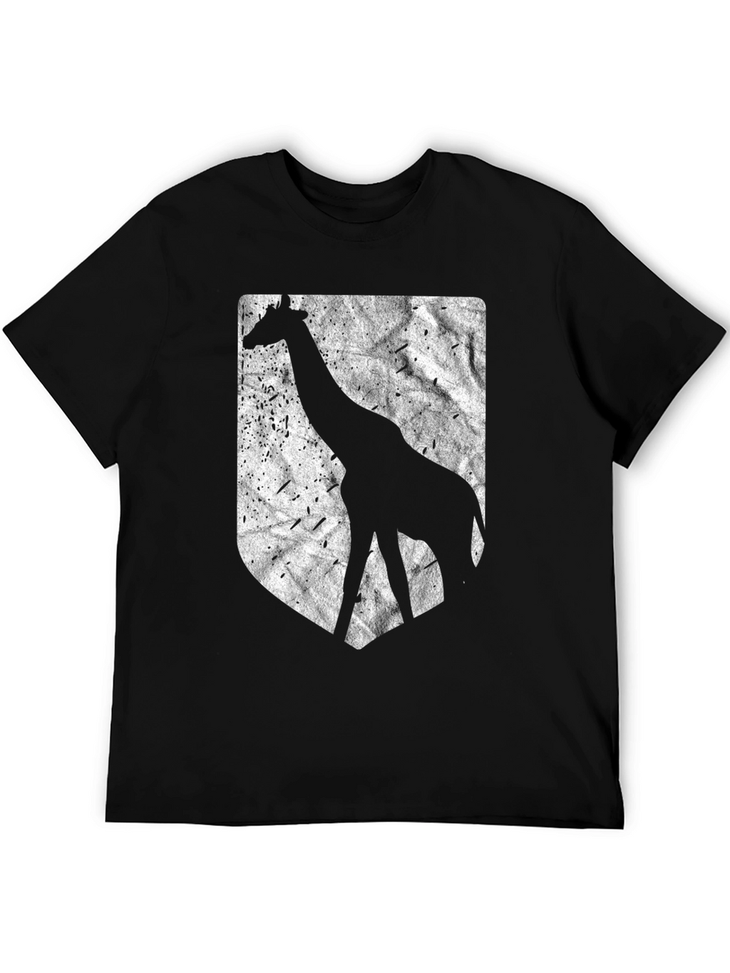 Giraffe Silhouette Graphic Tee - Black Cotton Blend