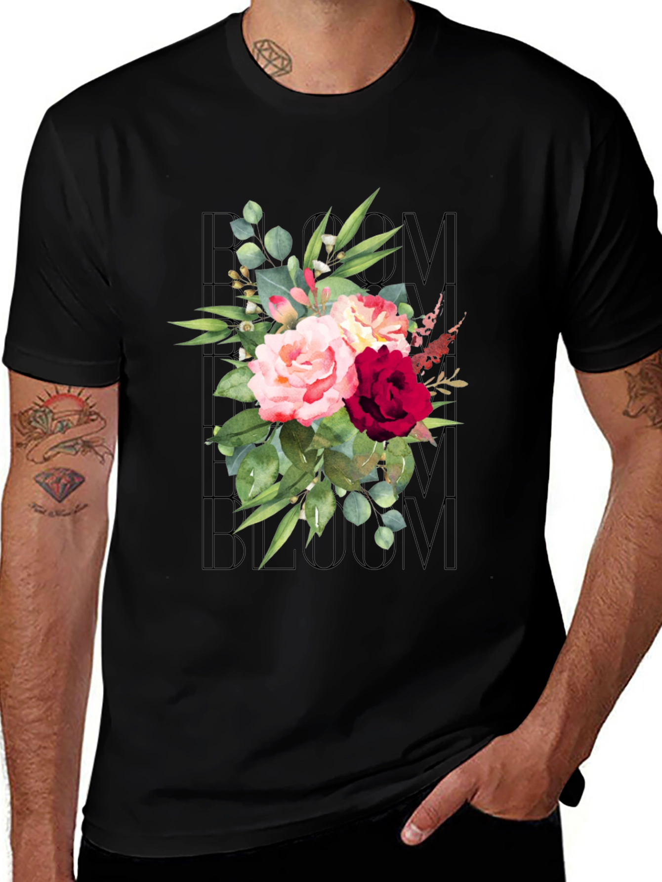 Floral Bloom Graphic Tee - Black
