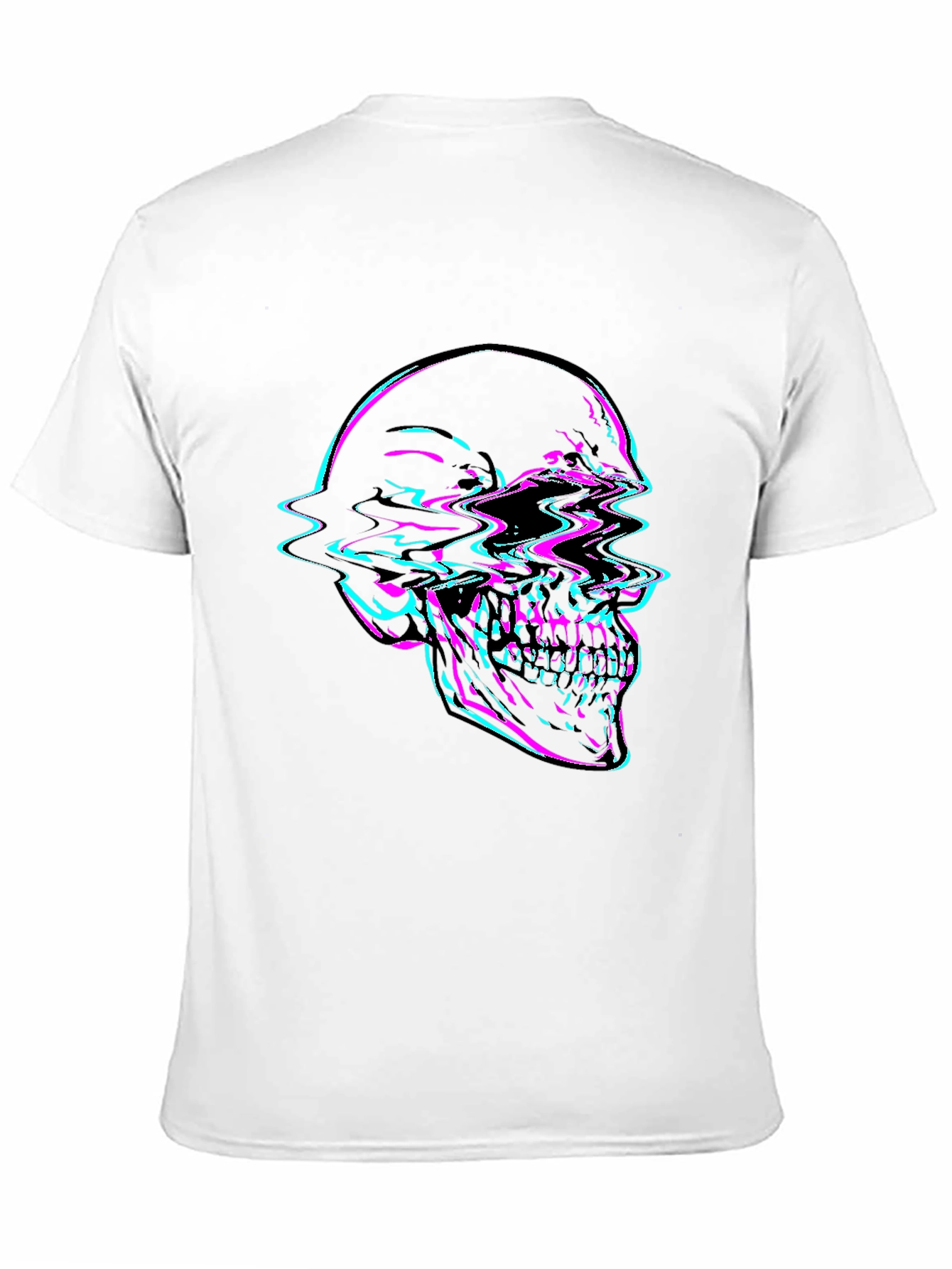 Glitch Skull Graphic Tee - Bold Black T-Shirt