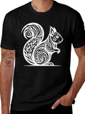 Tribal Squirrel Graphic Tee - Black