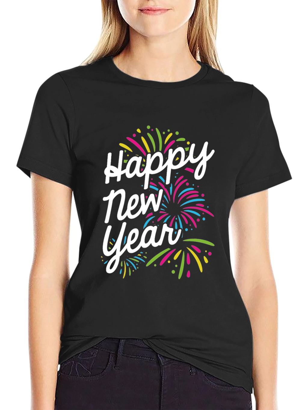 Happy New Year Fireworks Graphic T-Shirt