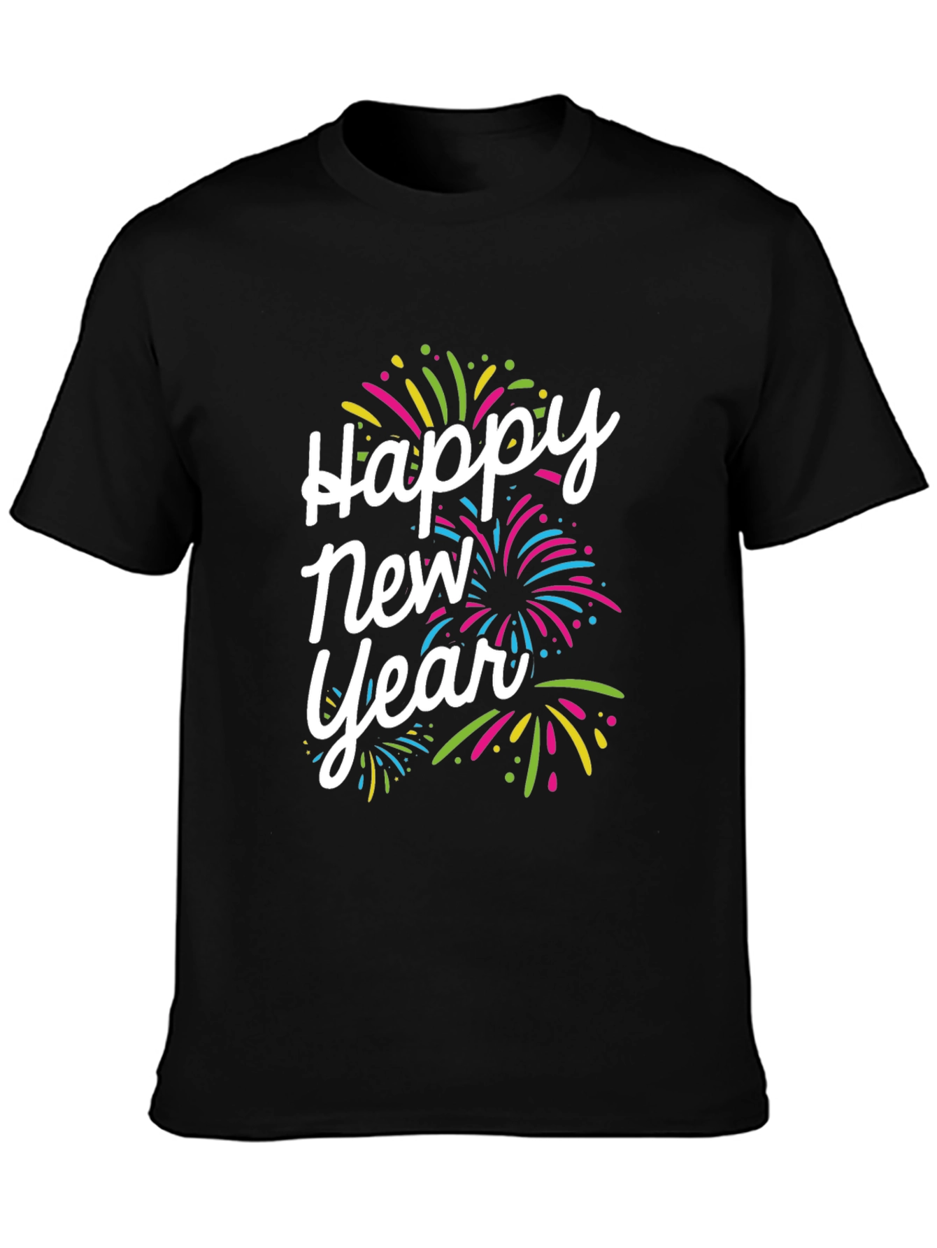 Happy New Year Fireworks Graphic T-Shirt