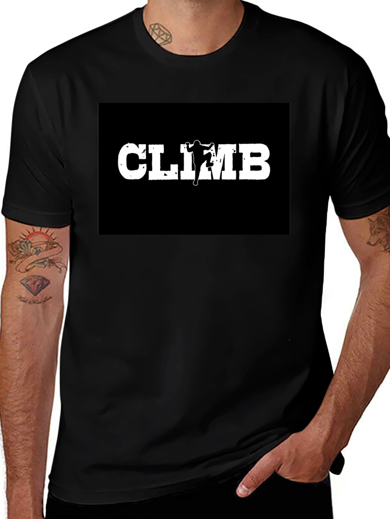 Climb Graphic Tee - Black Cotton T-Shirt for Rock Climbing Lovers