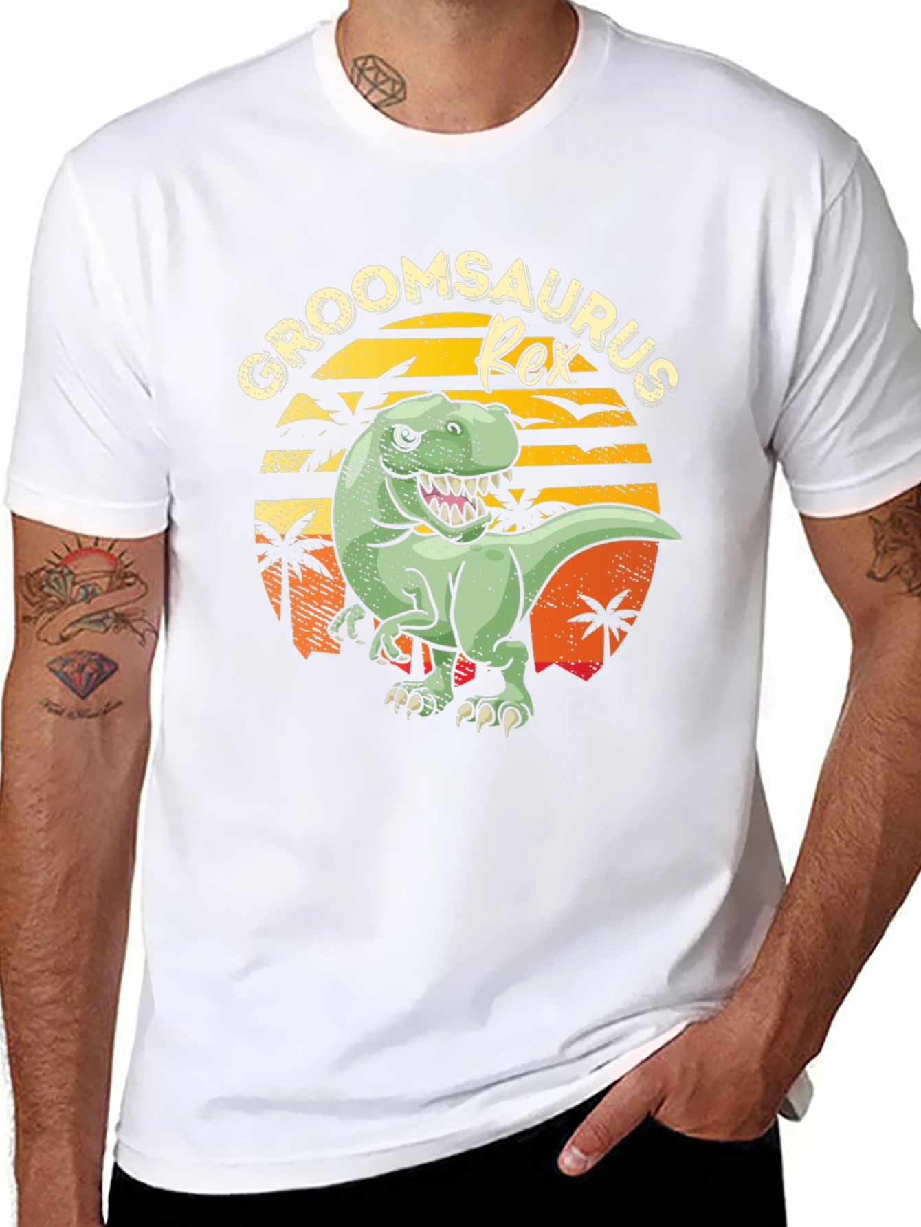 Groomsaurus Rex Funny Groom Wedding Party T-Shirt