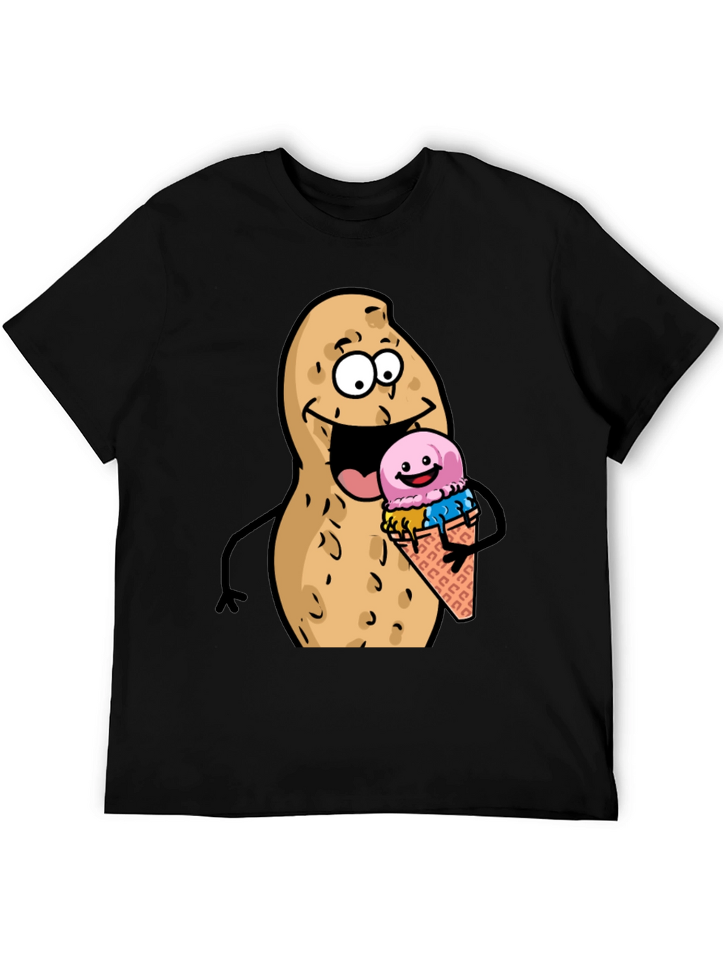 Funny Peanut Ice Cream Black T-Shirt