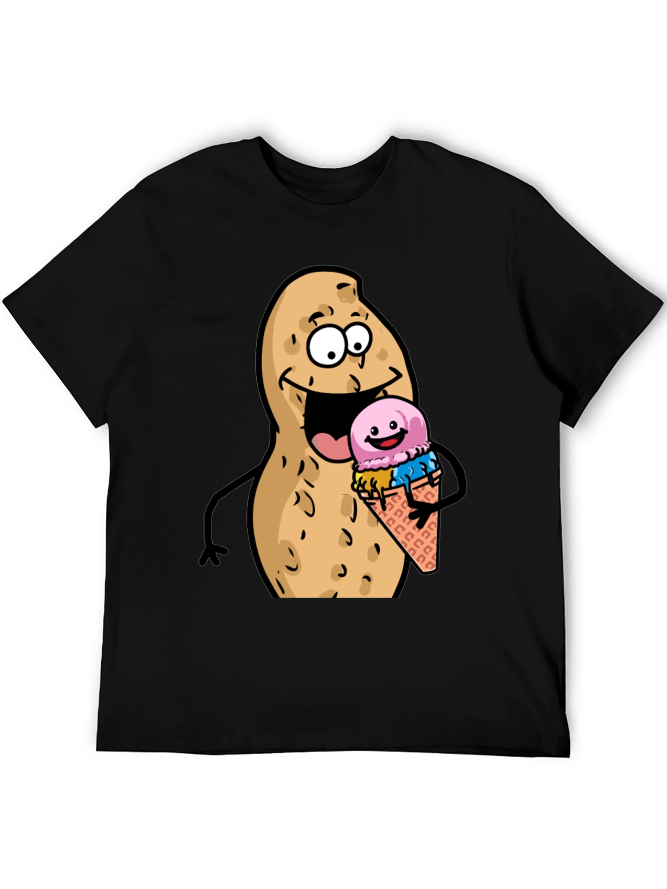 Funny Peanut Ice Cream Black T-Shirt