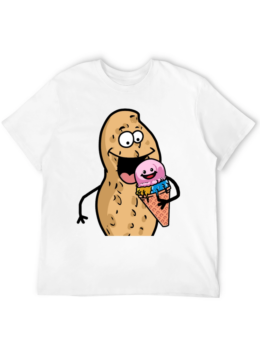 Funny Peanut Ice Cream Black T-Shirt