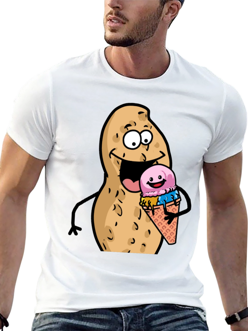 Funny Peanut Ice Cream Black T-Shirt