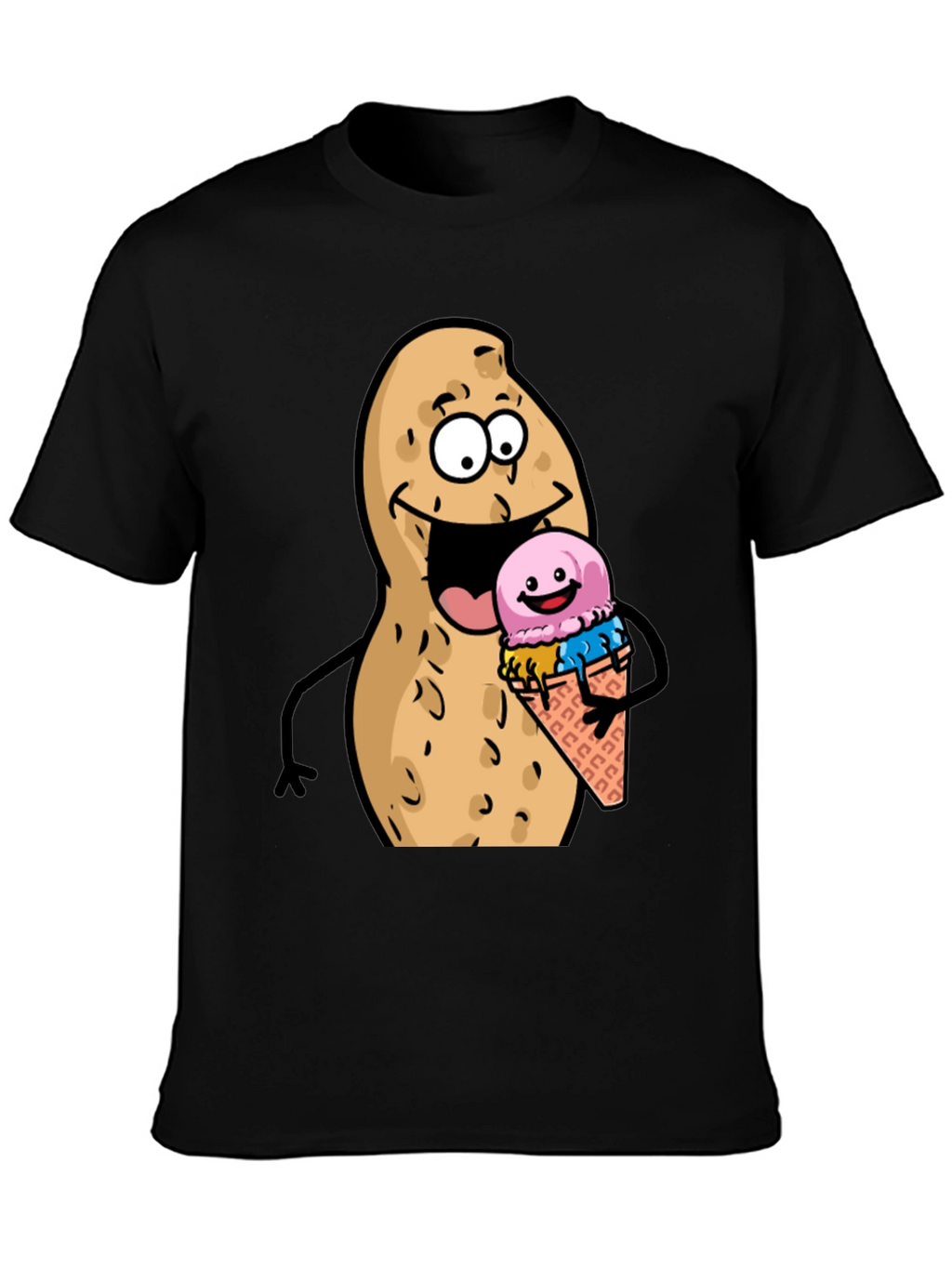 Funny Peanut Ice Cream Black T-Shirt