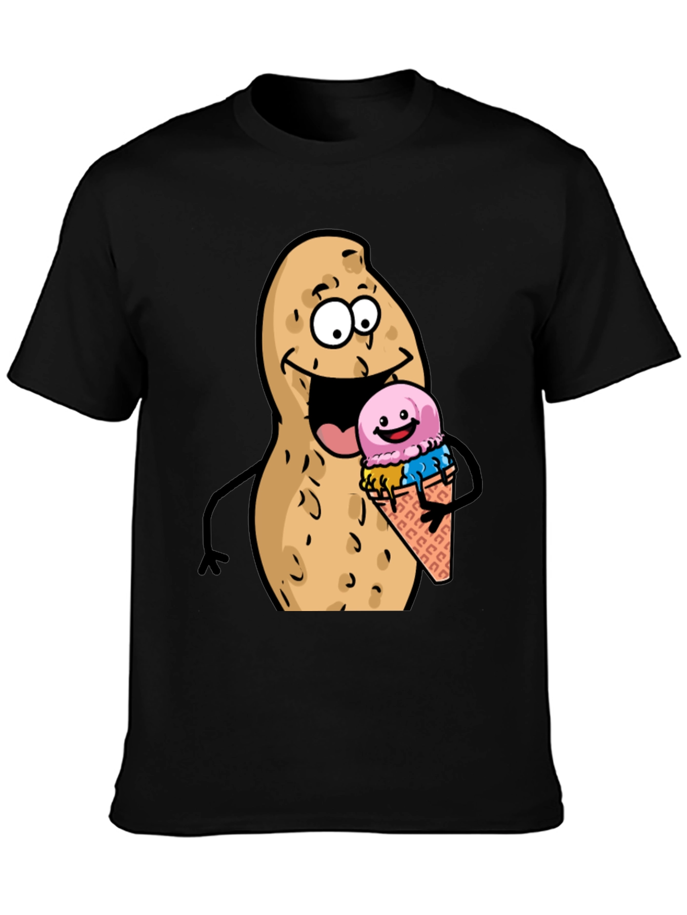 Funny Peanut Ice Cream Black T-Shirt