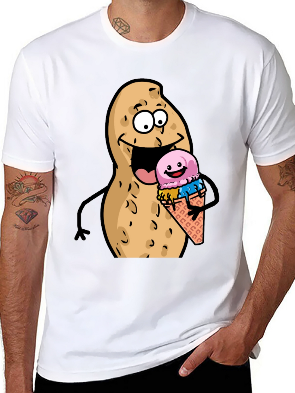 Funny Peanut Ice Cream Black T-Shirt