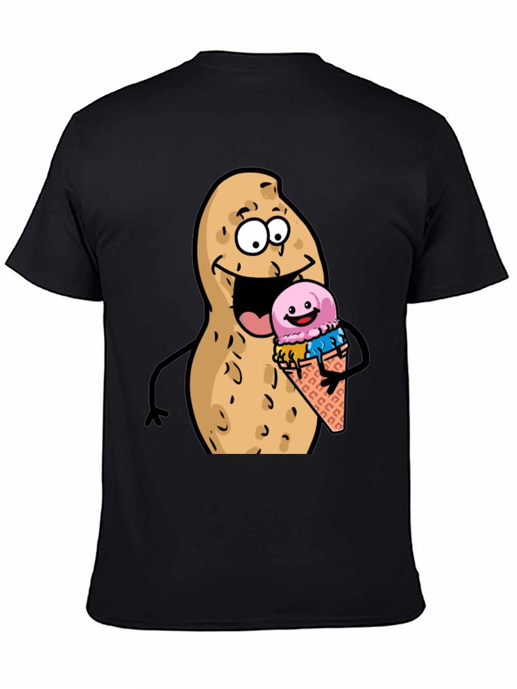 Funny Peanut Ice Cream Black T-Shirt