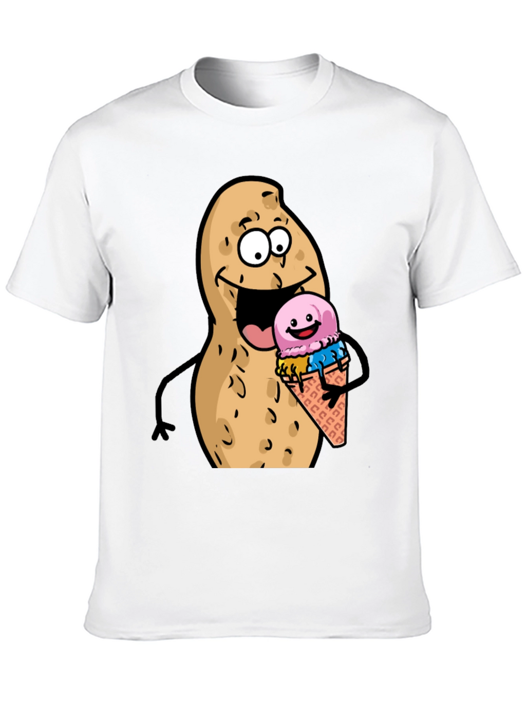 Funny Peanut Ice Cream Black T-Shirt