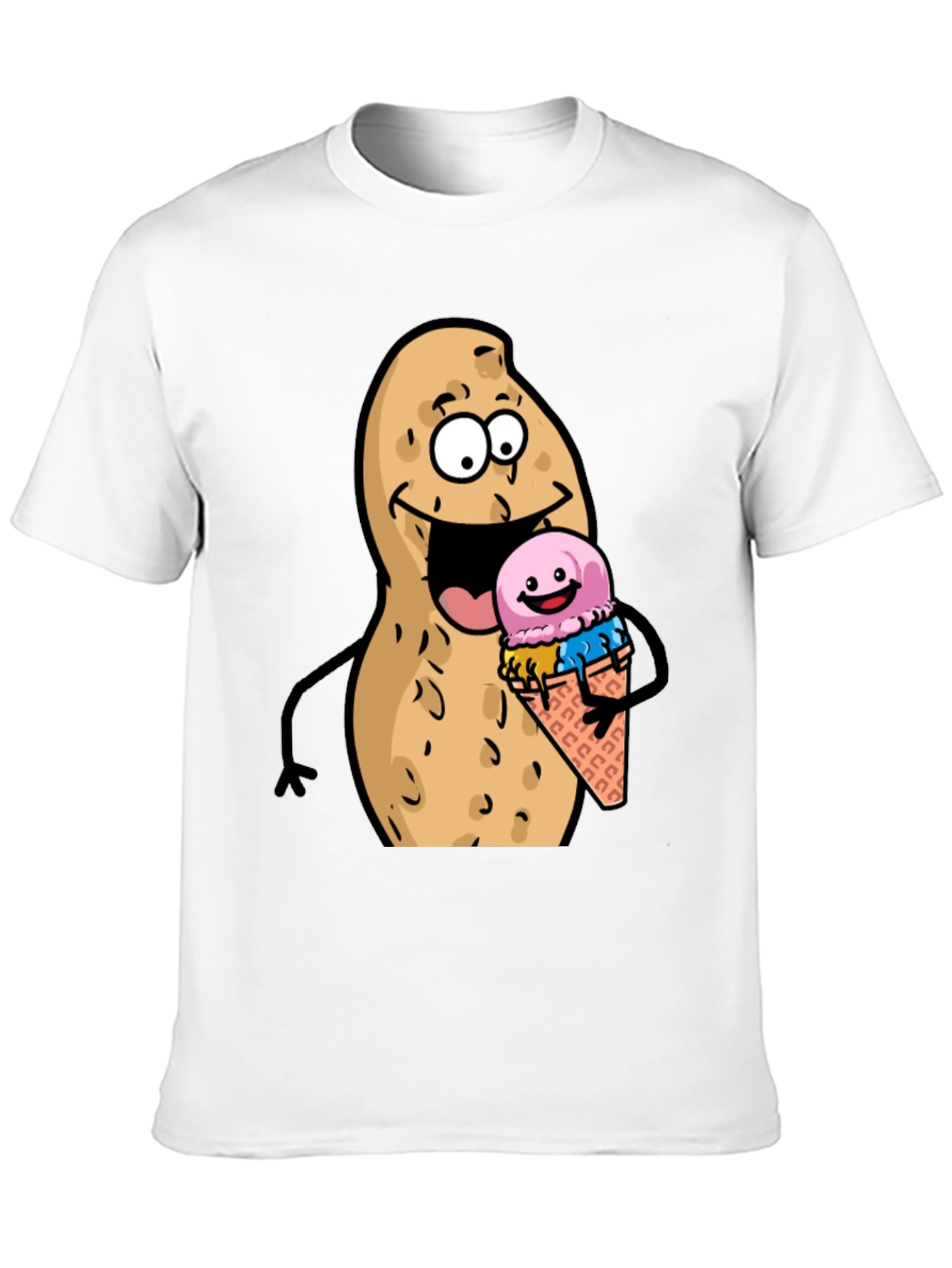 Funny Peanut Ice Cream Black T-Shirt
