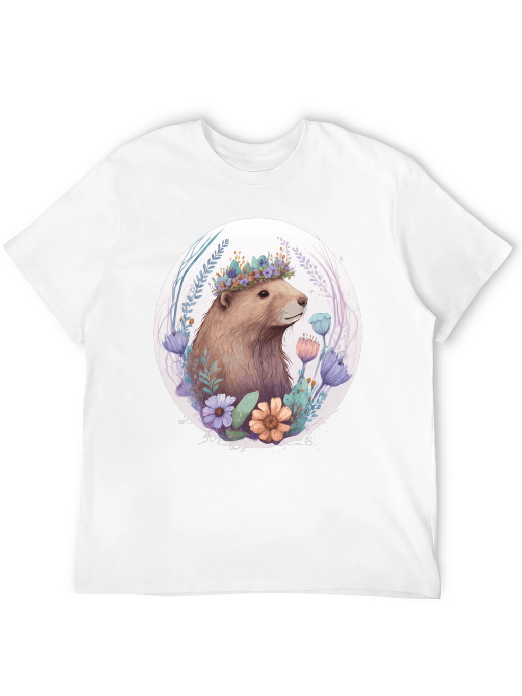 Floral Crown Beaver Graphic T-Shirt