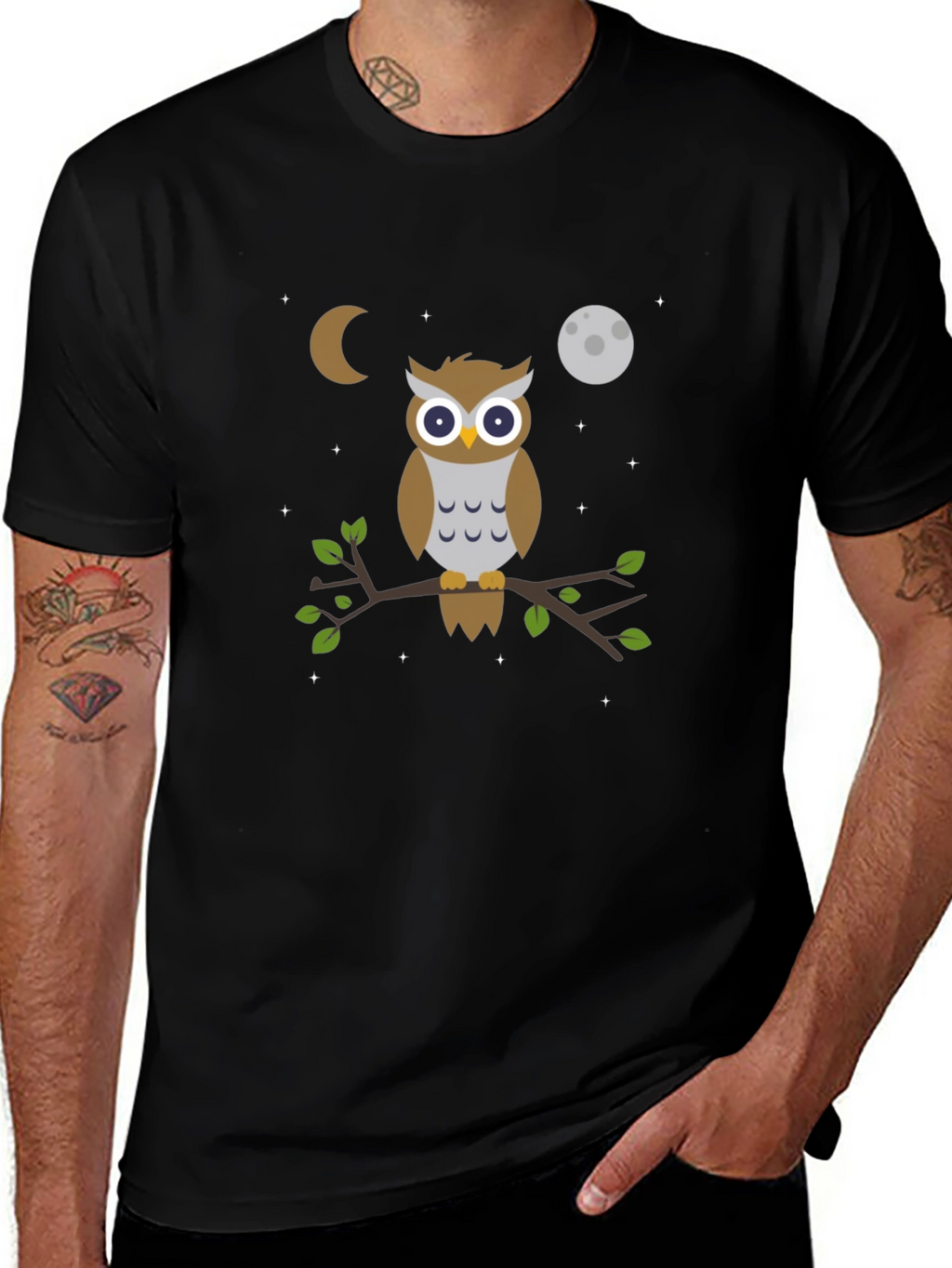 Owl Moon T-Shirt - Black Cotton Tee