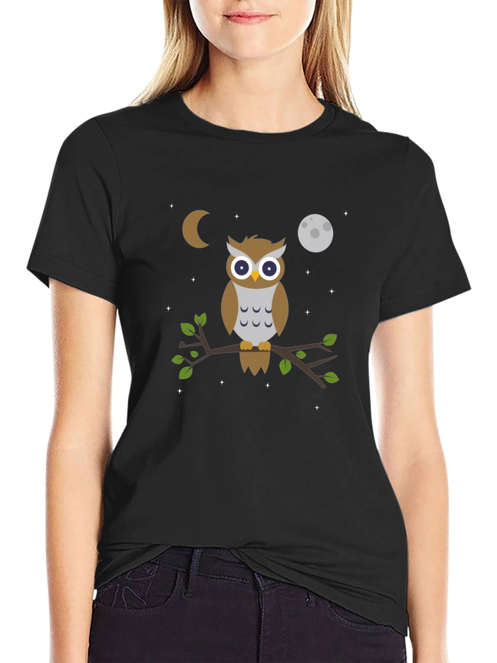 Owl Moon T-Shirt - Black Cotton Tee