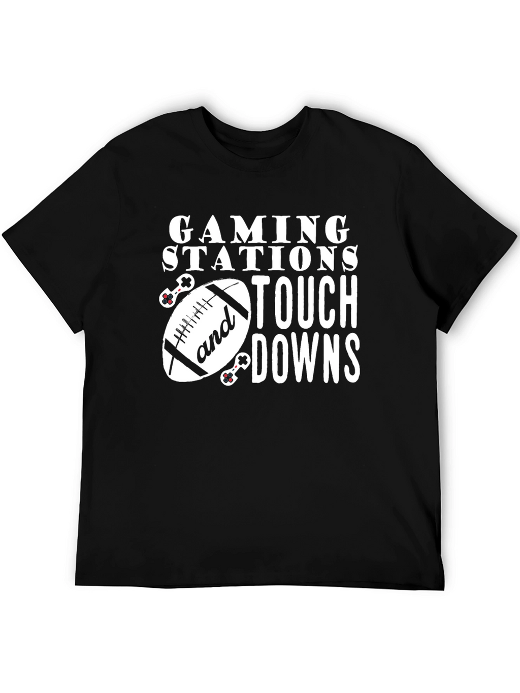 Gaming Stations and Touchdowns Black T-Shirt