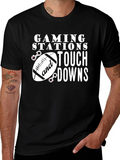 Gaming Stations and Touchdowns Black T-Shirt