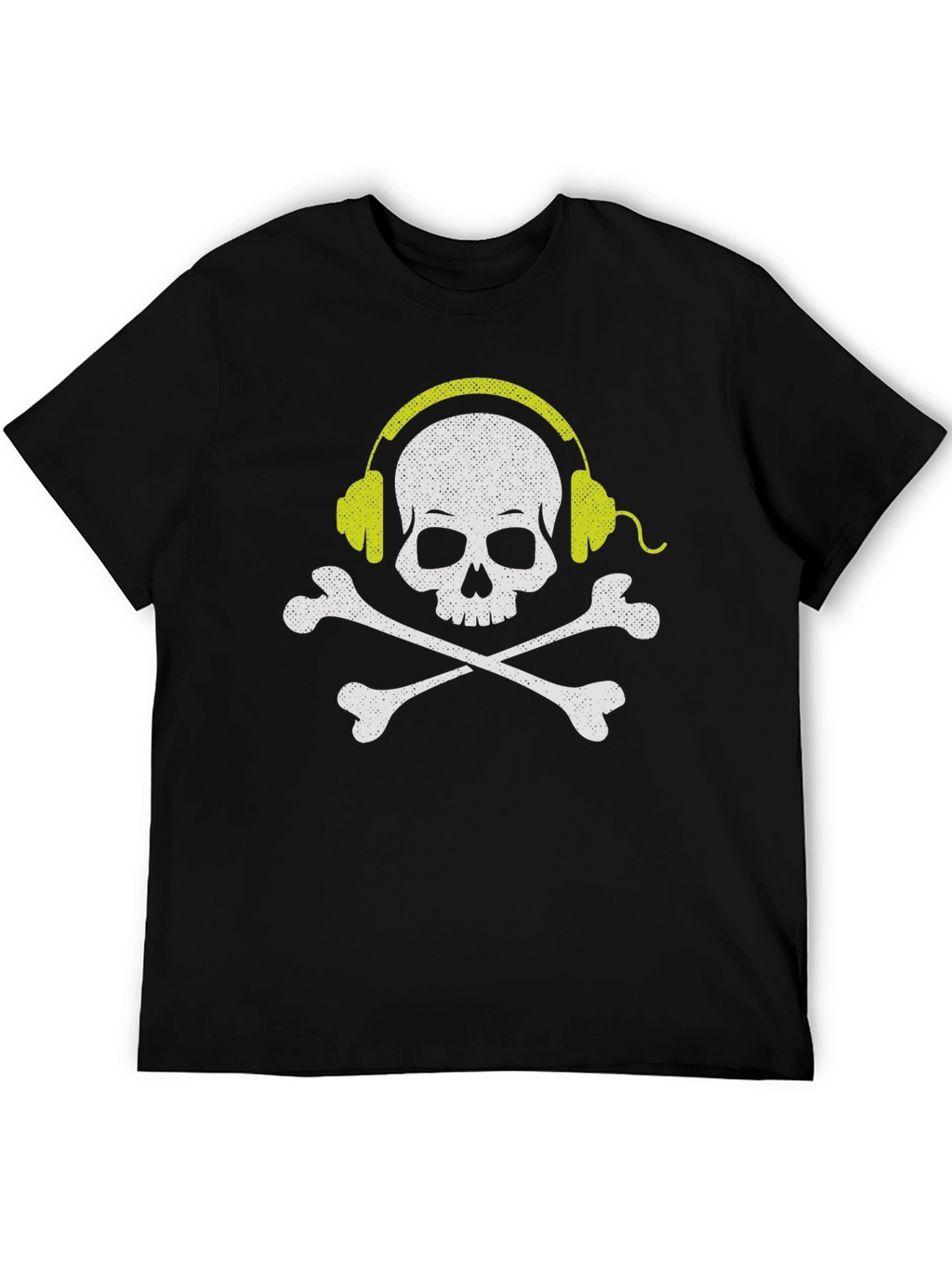 Skull & Crossbones Headphones Graphic Tee - Black