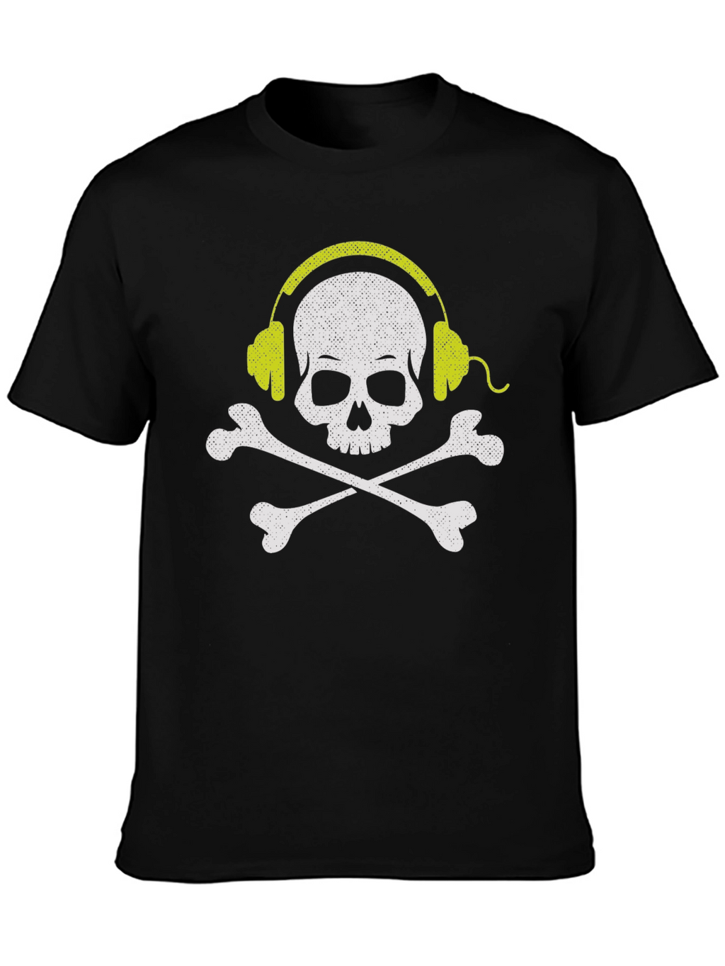 Skull & Crossbones Headphones Graphic Tee - Black
