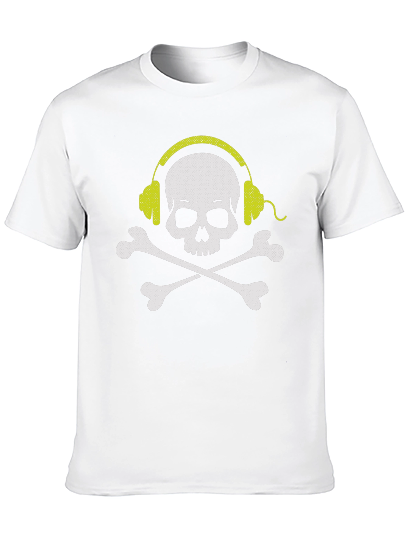 Skull & Crossbones Headphones Graphic Tee - Black