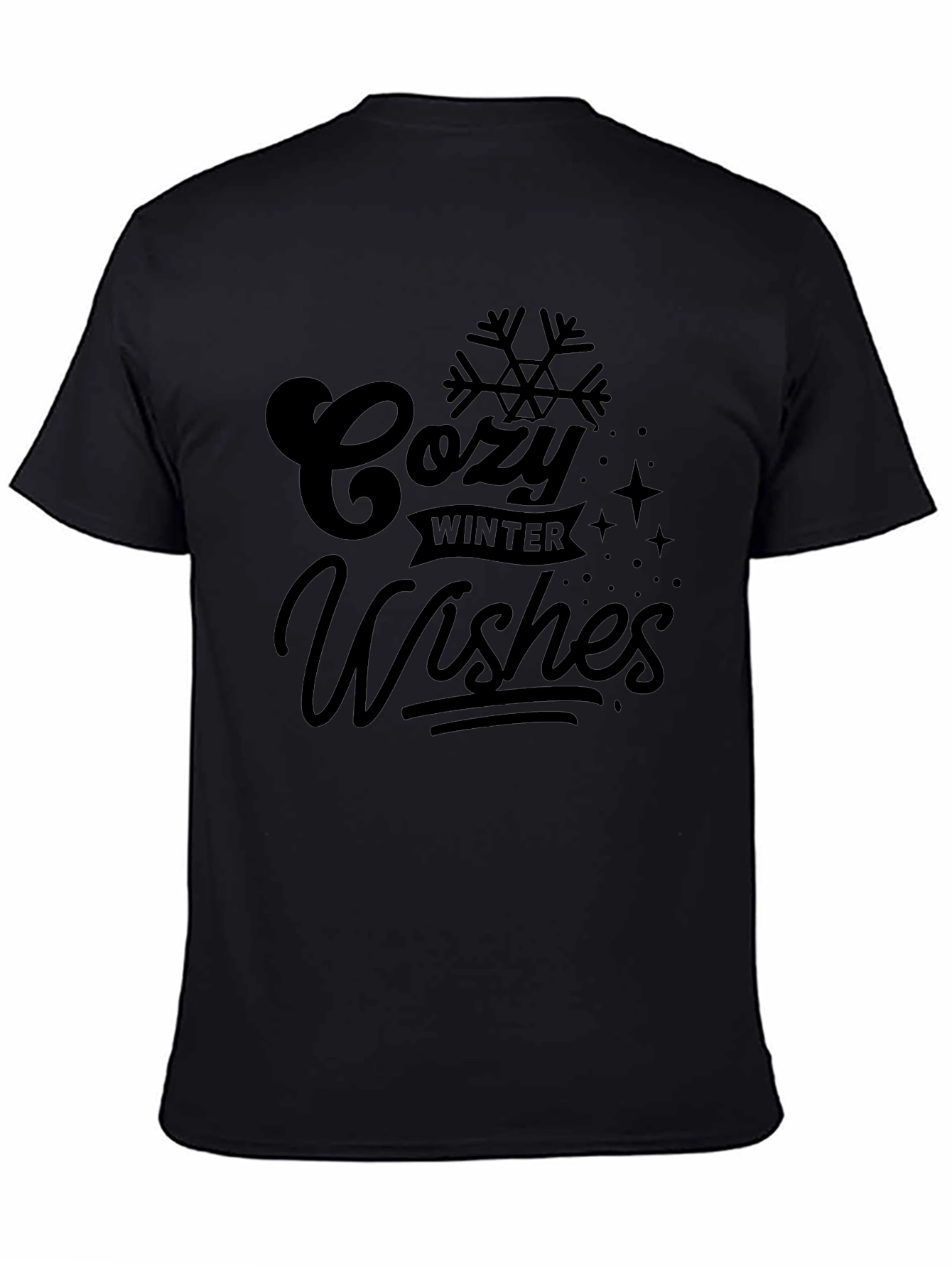Cozy Winter Wishes Black Graphic Tee