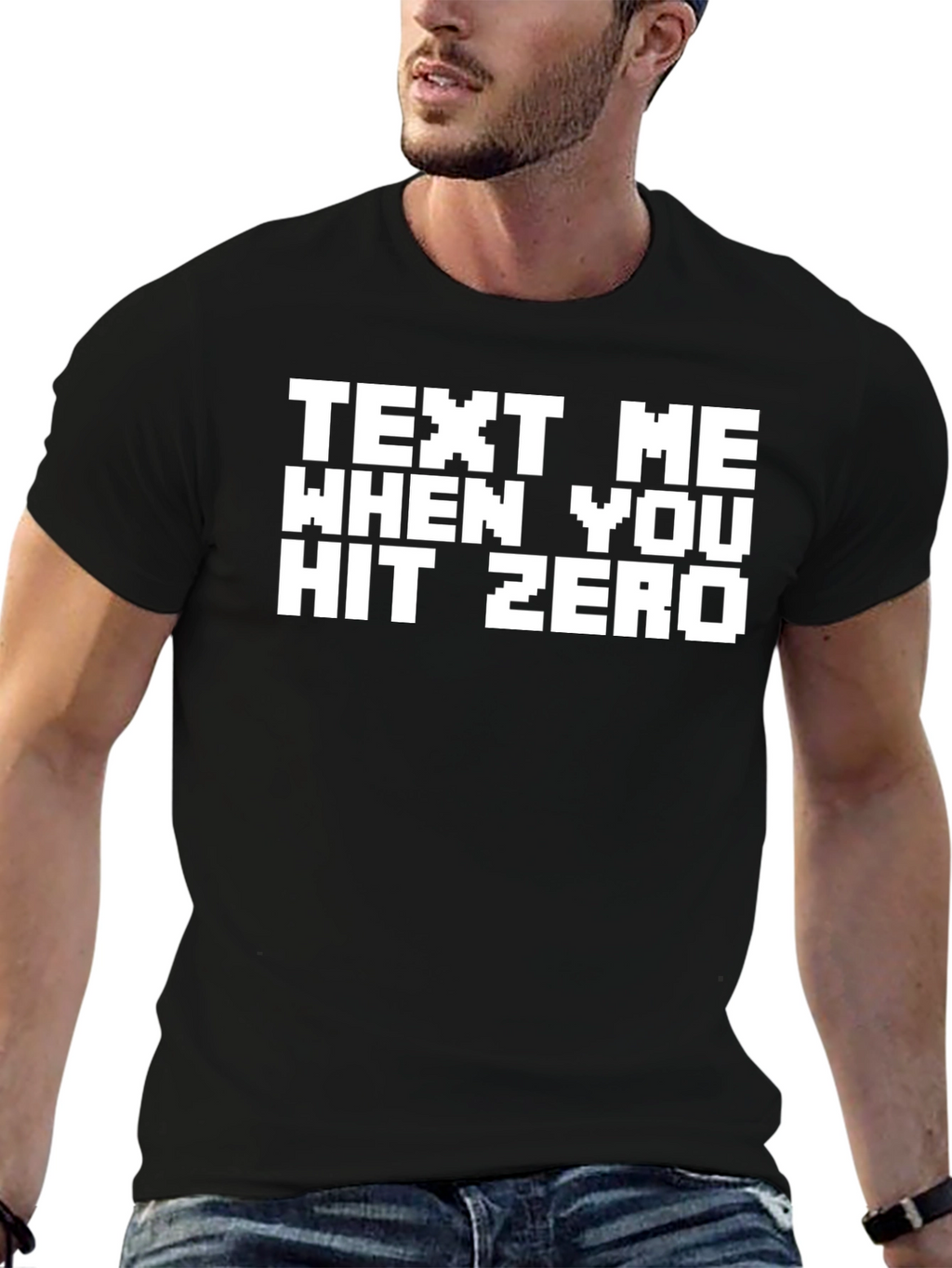 Text Me When You Hit Zero Black Graphic T-Shirt