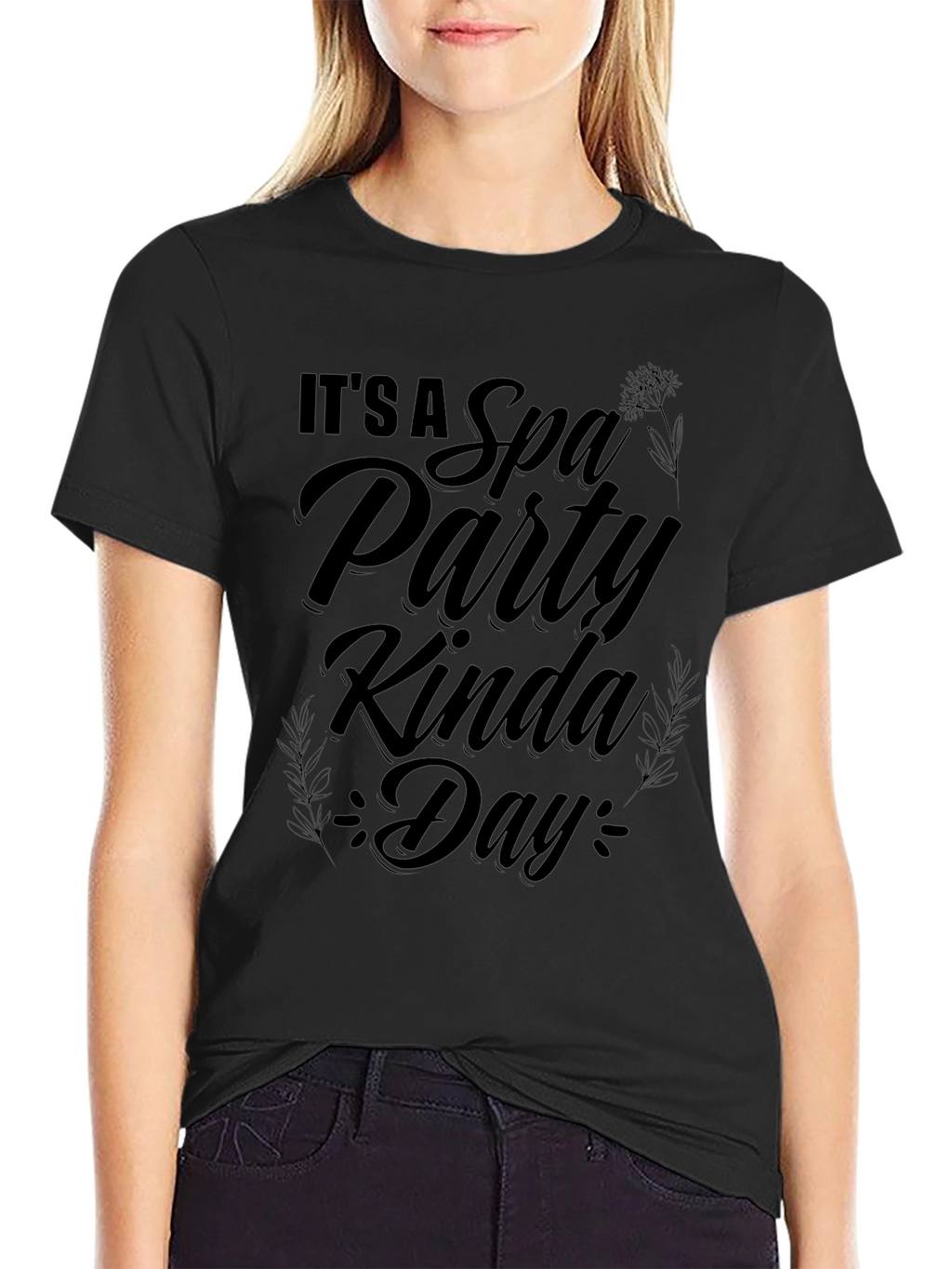 Spa Party Kinda Day Black Graphic Tee