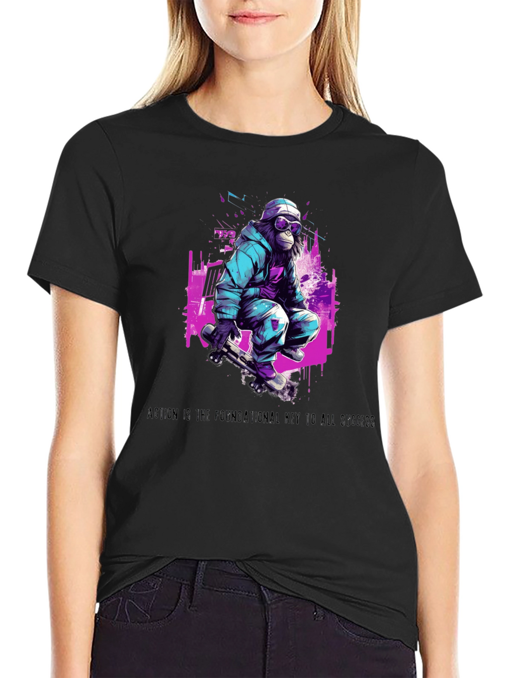 Skateboarding Ape Graphic T-Shirt