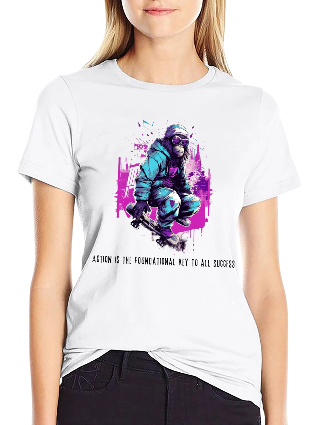 Skateboarding Ape Graphic T-Shirt