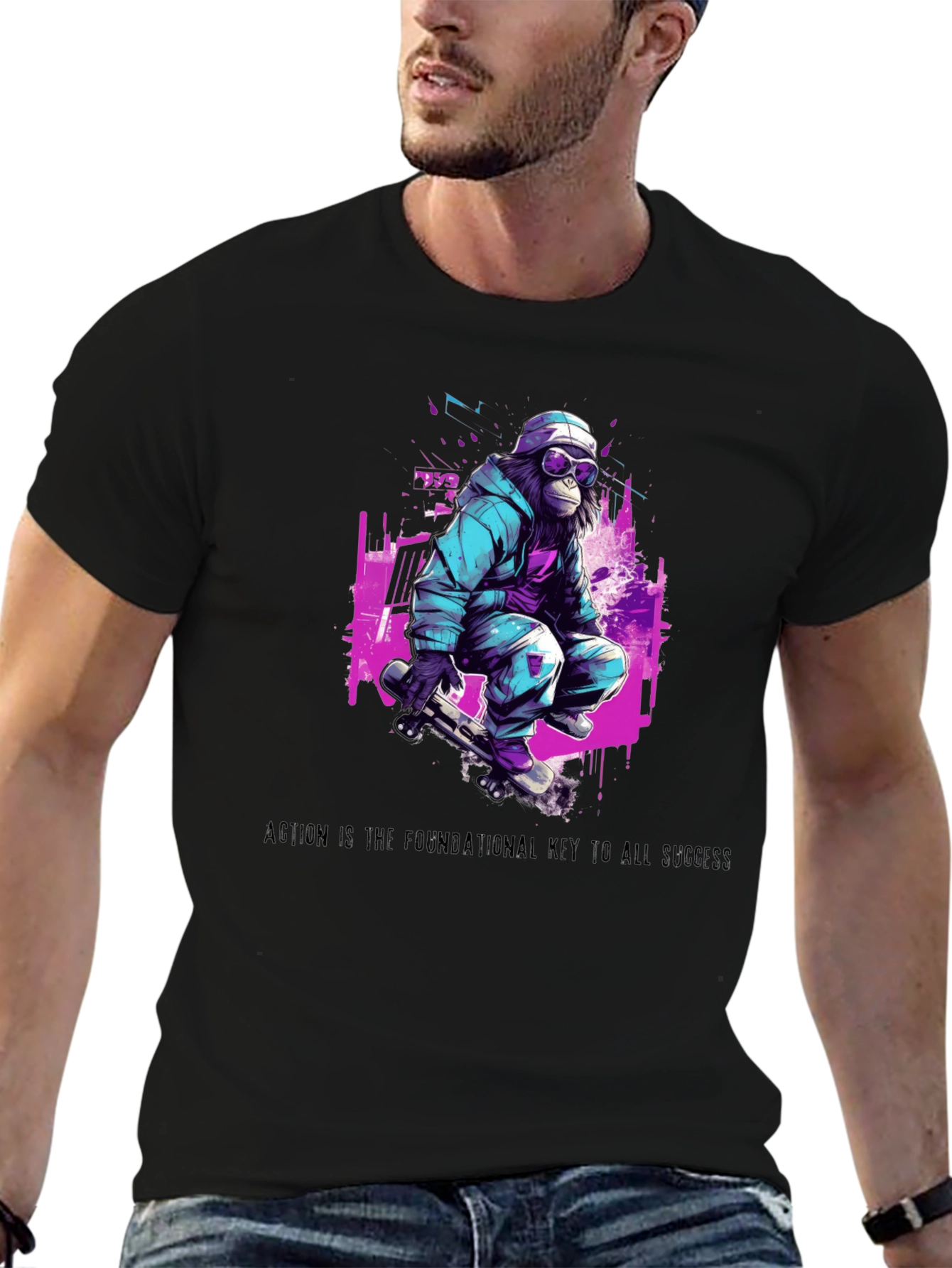 Skateboarding Ape Graphic T-Shirt
