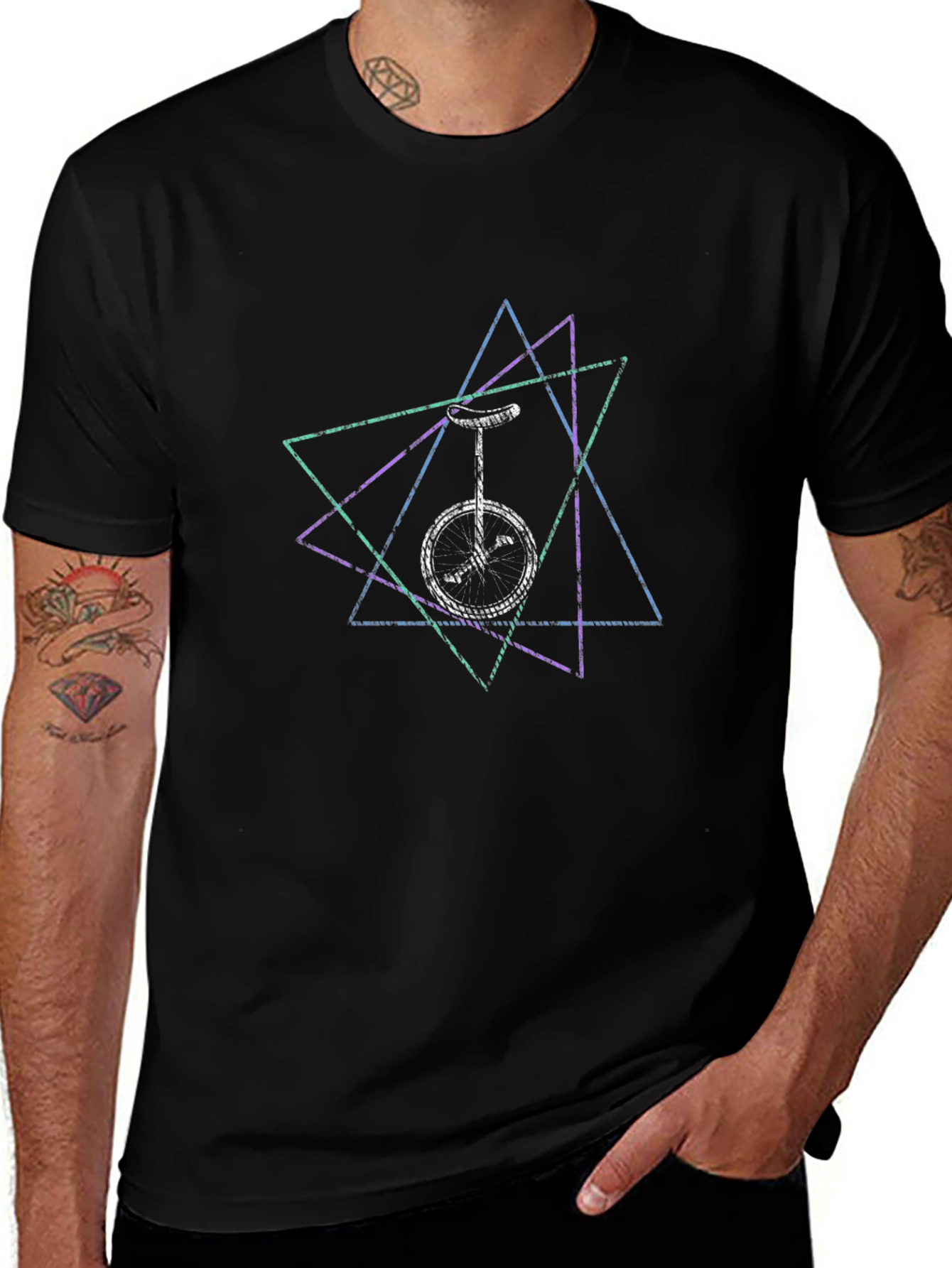Unicycle Geometric Design T-Shirt