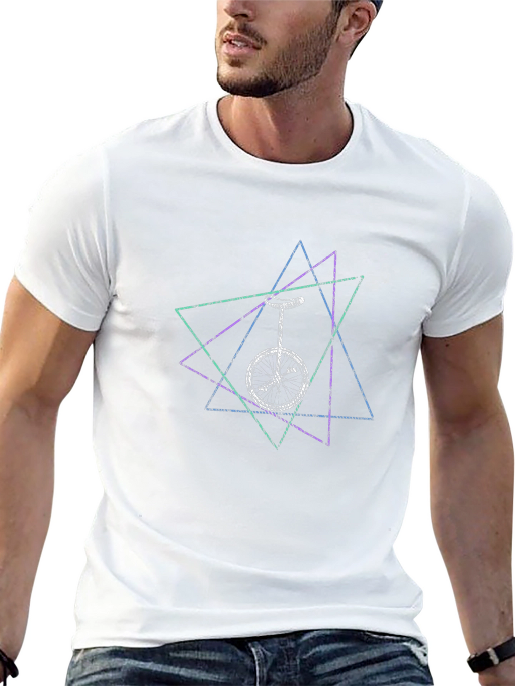 Unicycle Geometric Design T-Shirt