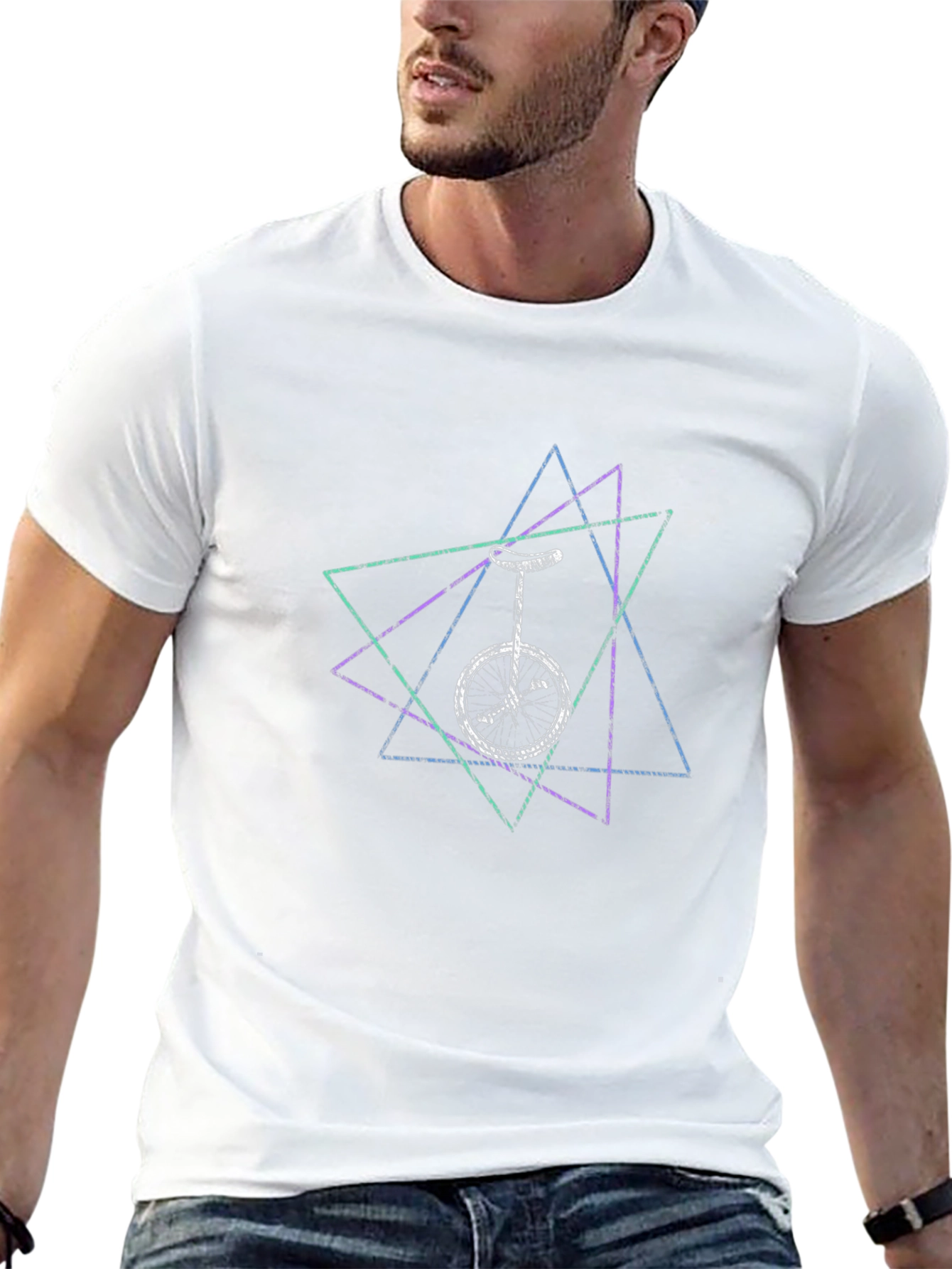 Unicycle Geometric Design T-Shirt