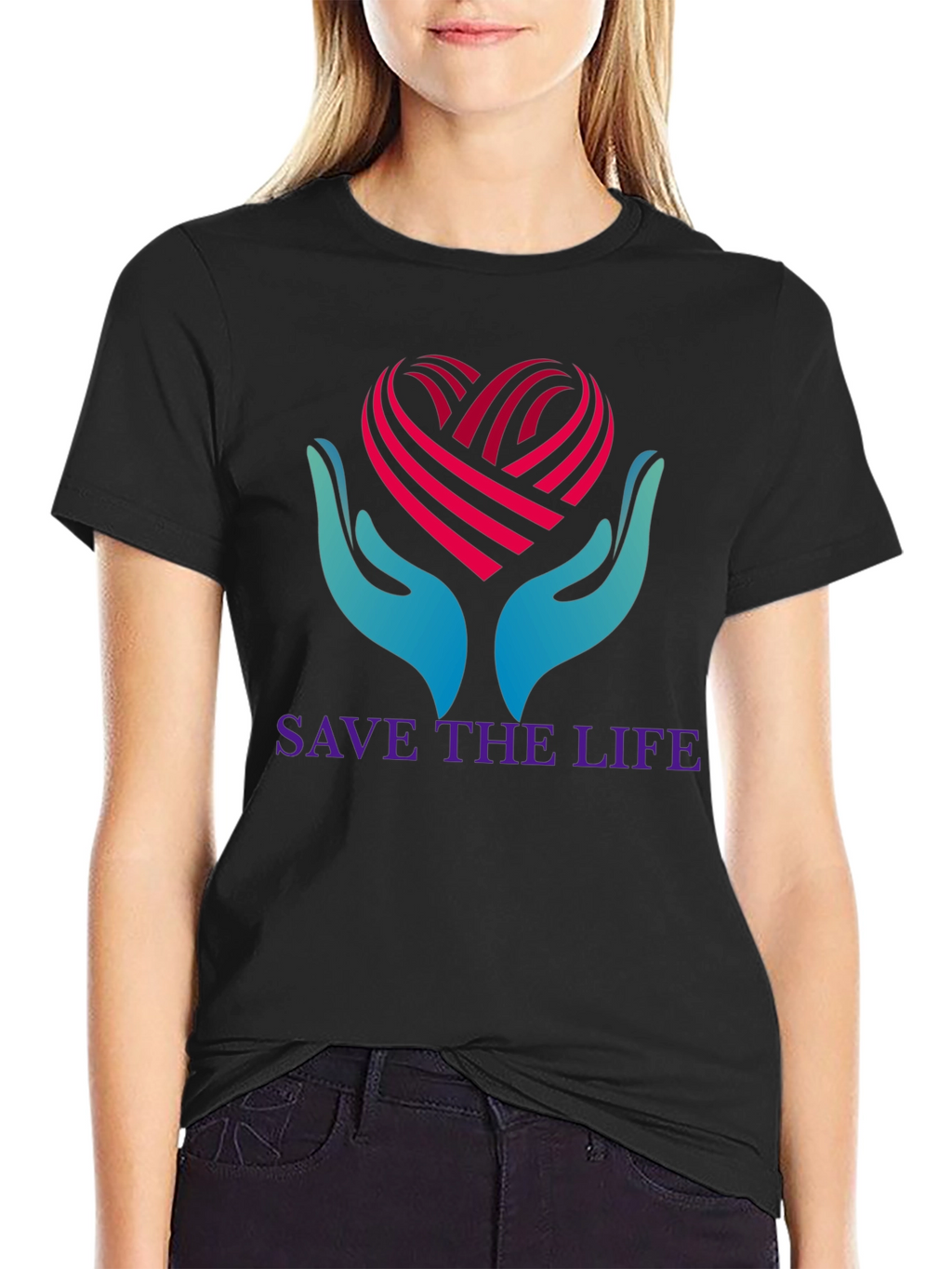 Save the Life T-Shirt - Heart Hands Graphic