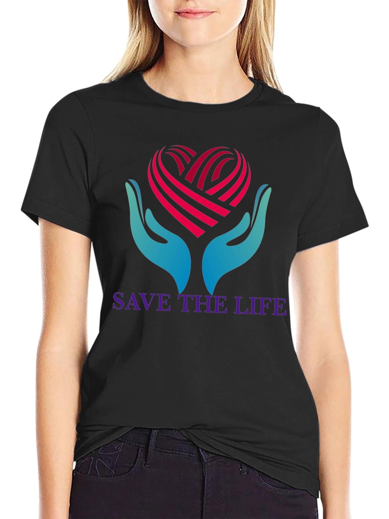 Save the Life T-Shirt - Heart Hands Graphic