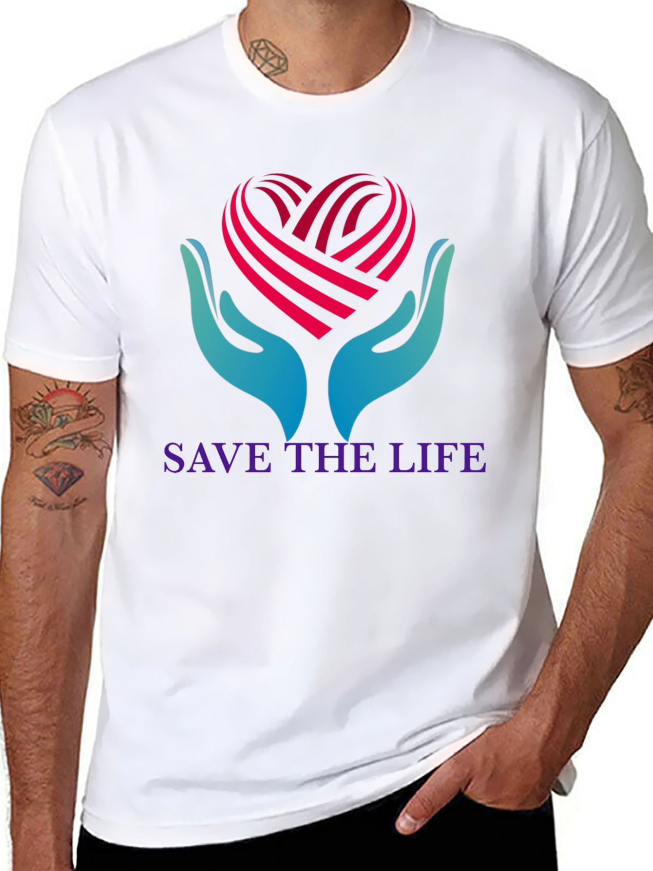 Save the Life T-Shirt - Heart Hands Graphic