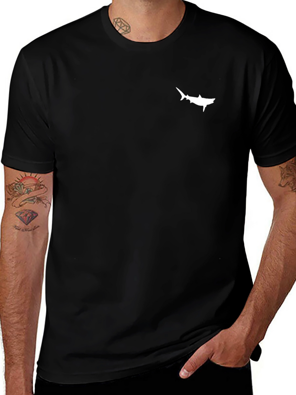 Mens Black Shark Silhouette Graphic T-Shirt