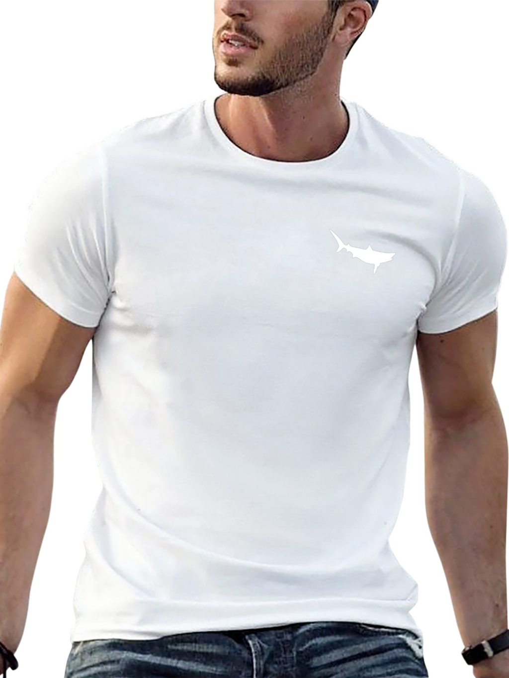 Mens Black Shark Silhouette Graphic T-Shirt