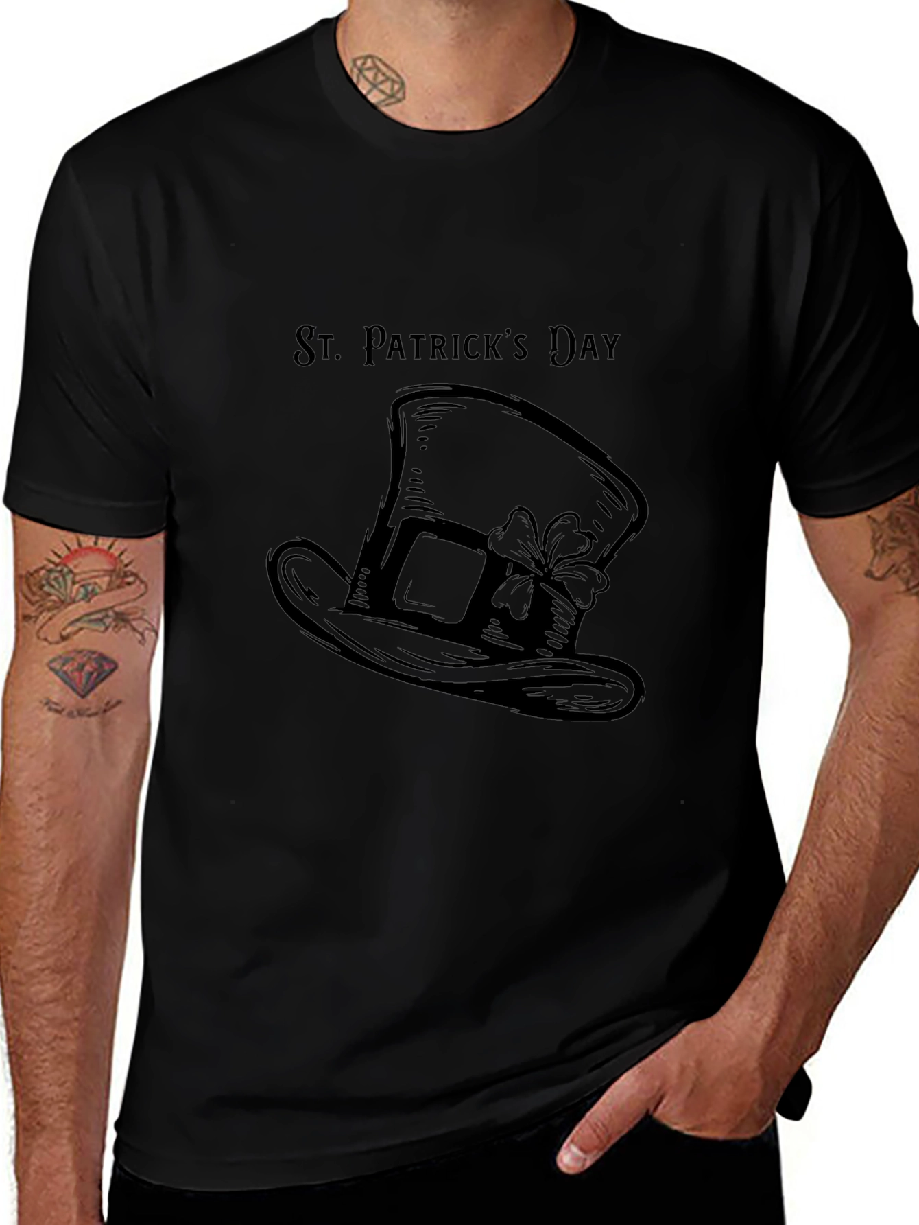 St. Patricks Day Hat T-Shirt - Black