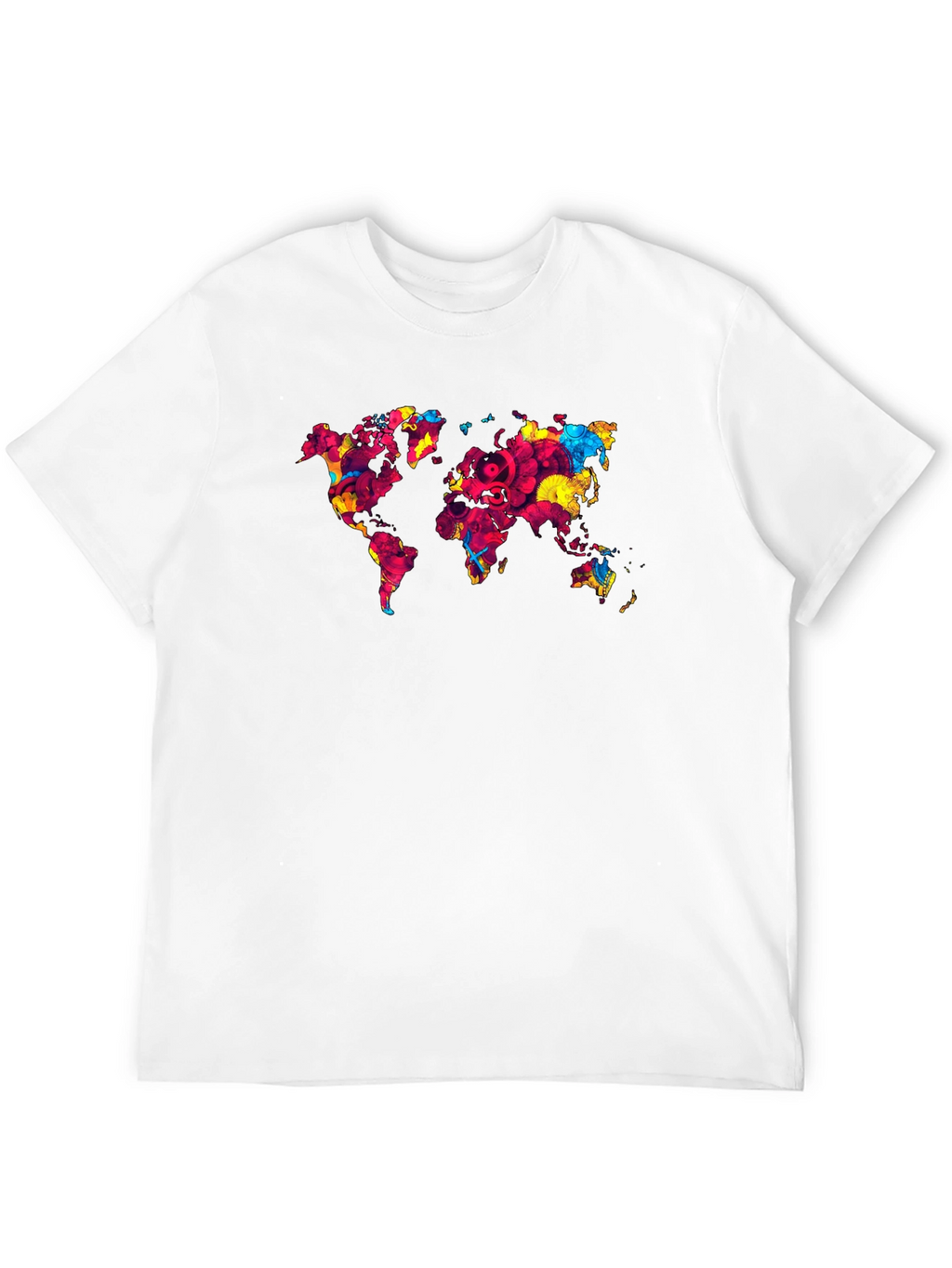 World Map Graphic Print Mens Black T-Shirt