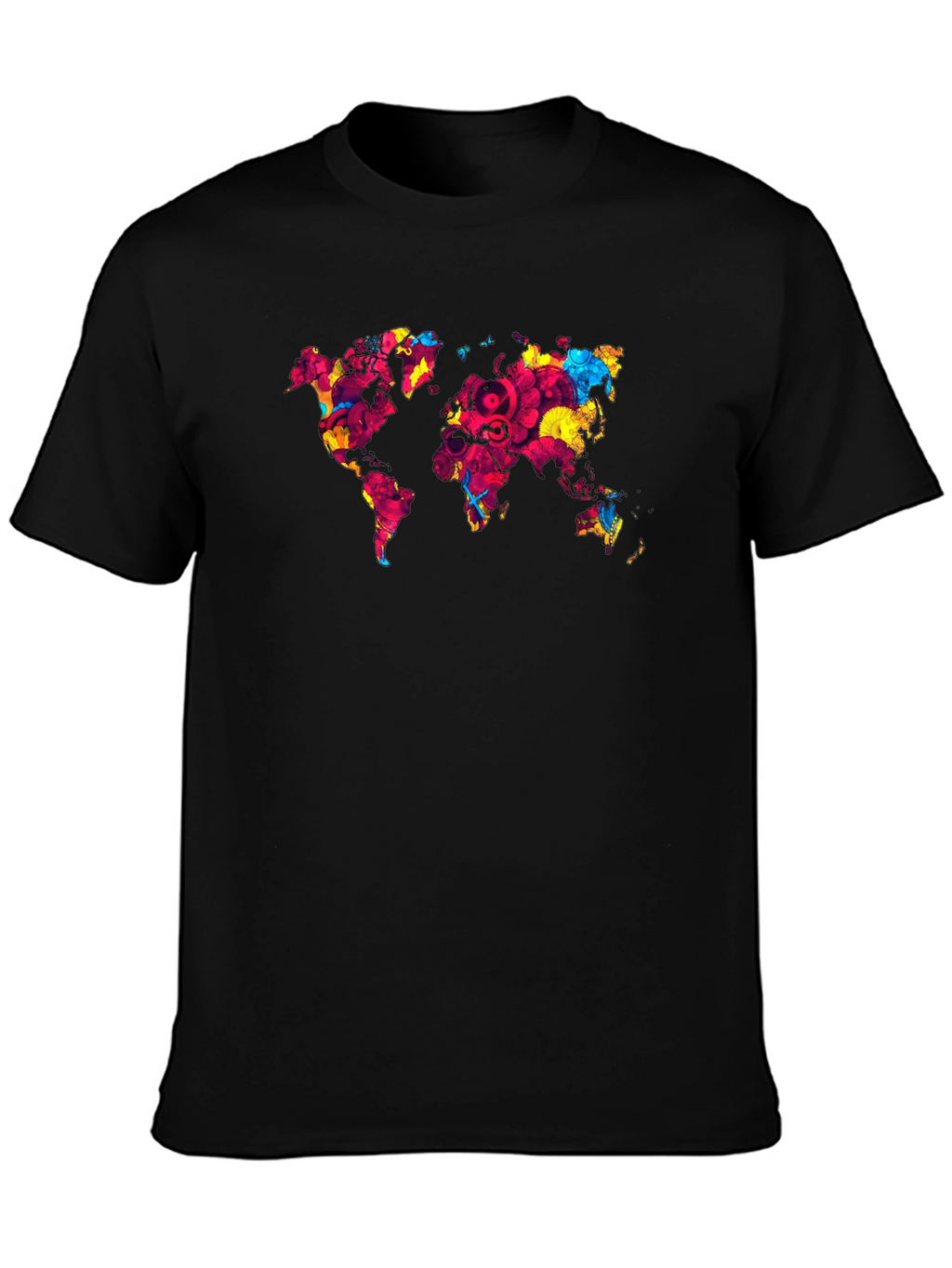 World Map Graphic Print Mens Black T-Shirt